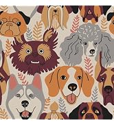 CRE8TIVE Dog Wallpaper Stick and Peel Orange Red Grey Contact Paper for Cabinets and Drawers 12