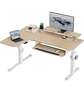 EUREKA ERGONOMIC Standing Desk Adjustable Height 61" Electric Sit Stand Computer Desk L Shaped wi...