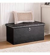 oakvivo Folding Storage Ottoman Bench 30in, Leather Foot Rest Stools Ottoman with Storage, Coffee...