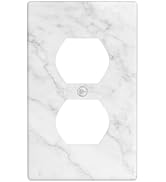 White Marble Outlet Covers Decorative Electrical Outlets Duplex Outlet 1-Gang Wall Plate Receptac...