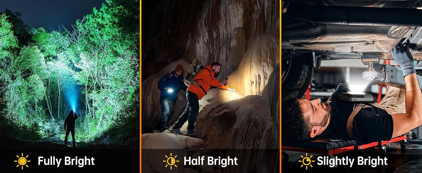 With 5 smart lighting modes (SOS, Full Brightness, 50%, 25%, Strobe)