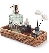 Rattan Bathroom Vanity Tray, Toilet Tank Tray, Toilet Basket Tank Topper, Bathroom Basket for Org...