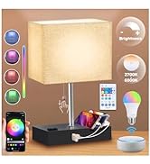 NEWREACH RGB Smart Table Lamp with Remote Control - Alexa Lamp for Bedroom with Voice & APP Contr...