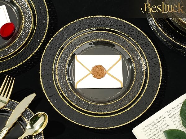 black plastic plates