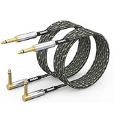 FEMORO Guitar Cables 10 ft 2 Pack, Instrument Cable Electric 22AWG 1/4‘’ Amp Cord Right Angle for...