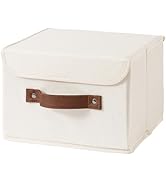 HYVAKUPPA Collapsible Storage Boxes Baskets with Lid Cotton Linen Fabric Storage Bins with Faux L...