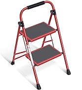 KINGRACK 2 Step Ladder,Step Ladder 2 Step Folding,Kitchen Ladder with Anti-Slip and Wide Pedal