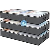 Cupic Cupid Under Bed Storage Containers, 3 Pack Underbed Storage Bins, Large Closet Organizer fo...