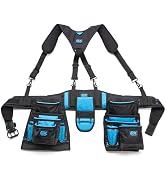 OX Pro Nylon Framing Tool Belt with Suspenders - 1680D Ballistic Nylon Tool Rig with 17 Pockets a...