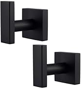 Kruodop 2 Pack Towel Hooks for Bathroom, Wall Mount Towel Holder, Black Matte Wall Robe Hook, Squ...