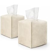 Ricomboo 2 Pack Tissue Box Cover Square, 5.12x5.12x5.12 PU Leather Tissue Boxes Holder, Decor Cub...