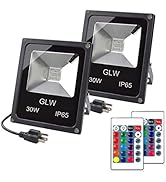GLW 30W RGB LED Flood Light Remote Control Outdoor Landscape Lighting IP65 Waterproof 16 Colors C...