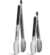 EEKEDO Stainless Steel Tongs for Cooking, Heat Resistant 600 Degrees Metal Kitchen Tongs with Sil...