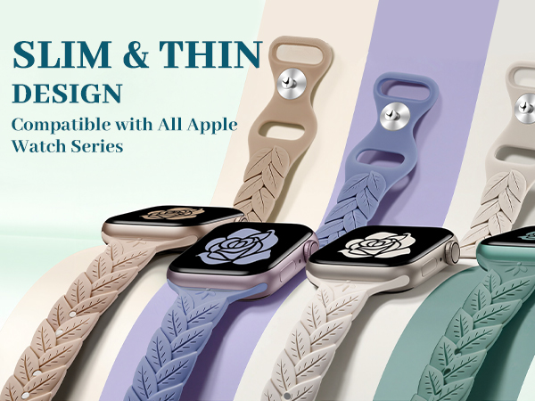 slim thin silicone apple watch band for women