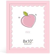 THKRLOF 8x10 Picture Frame with Real Glass, Colorful Solid Wood Photo Frames with Wavy Mat for Ta...