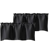 Chyhomenyc Black Valances for Window, Room Darkening Short Curtains for Kitchen Bedroom Living Ro...