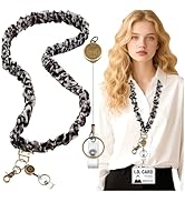 Scrunchie Lanyard Teacher for Id Badges Keys with Retractable Badge Reel Cute Teacher Lanyard for...