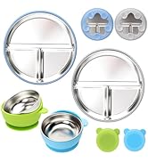 MISSLILI Stainless Steel Baby Plate and Bowls with Suction, Divided Kids Baby Plate and Toddler B...