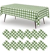 misaya 12 Packs Buffalo Disposable Table Cloth, 54 x 108 Inch Waterproof Plastic Tablecloth, Rect...