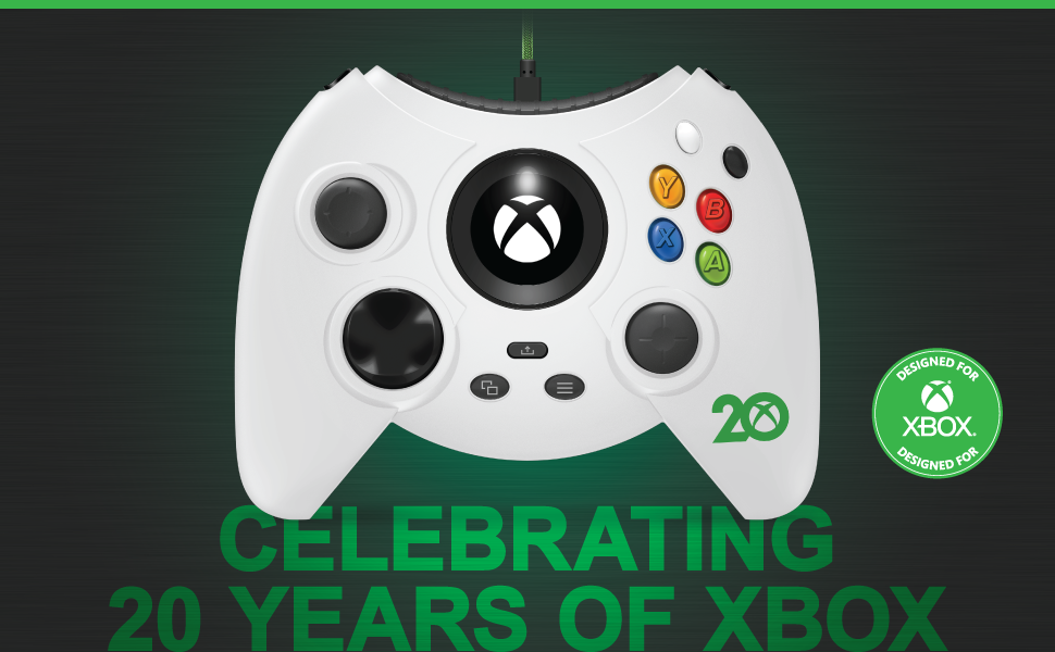 White, Hyperkin Duke, Wired Controller, Xbox, 20th Anniversary