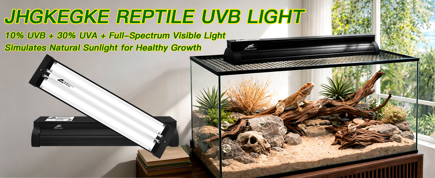 T5 10.0 UVB Reptile Light Fixture Combo Kit for Bearded Dragons Lizards Tortoises and Other Desert