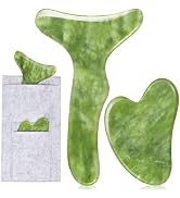 Jade Stone Gua Sha Massage Tool Set Larger Guasha Board with Handle Muscle Scraping Massage Tools...