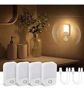 wowatt Rechargeable Motion Sensor Night Light, Dimmable Stick On Closet Light, 4 Pack