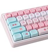 TYRIXKI PBT Keycaps 132 Keys MOA Keycaps, Cream Strawberry Cute Keycaps Dye-Sublimation Custom Ke...