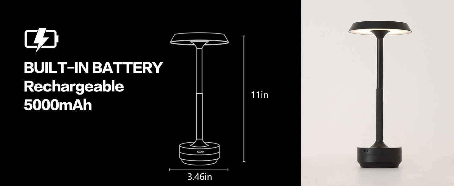 GKKBO Wireless Table Lamp Rechargeable 5000mAh Battery Powered