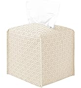 Tissue Box Cover, Leather Tissue Box Holder, Square Tissue Holders for Bathroom 5"x5"x5" (Beige)