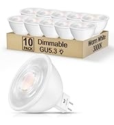 WOWLUMEN 10 Pack Dimmable MR16 LED Bulbs, 5W 12V LED Lightbulb, 3000K Warm White, 500 Lumens, Ins...