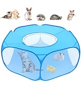Small Animal Playpens with Top Cover, Foldable Breathable Small Pets Cage Tent Outdoor Indoor Por...