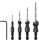 Countersink Drill Bits Set - 1/4 Inch Hex Shank Tapered Drill Bits, Quick Change Wood Woodworking...