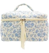 PAZIMIIK Cotton Makeup Bag for Women Large Quilted Travel Cosmetic Case Girls' Make Up Organizer,...