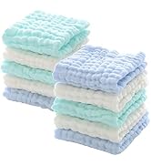 MUKIN Baby Washcloths - Natural Cotton Baby Wipes - Soft Newborn Baby Face Towel for Sensitive Sk...