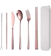AARAINBOW 6 Pieces 18/8 Stainless Steel Flatware Set Portable Reusable Cutlery Set Travel Utensil...
