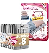TAILI 8 Pack Vacuum Storage Bags, Jumbo Size 39x28 inch, LONG SIDE ZIP Vacuum Seal Bags for Beddi...