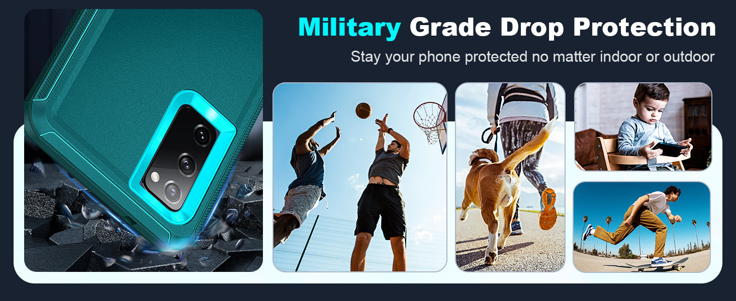 Samsung Galaxy S20 FE Phone Case: with 1Pack Tempered Glass Screen Protector, Heavy Duty 3 in 1