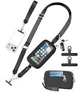 Clip and Go Strap for Phone with Wallet Crossbody, Adjustable Neck Lanyard, Detachable Wristlet W...