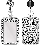 Retractable Badge Holder, with Carabiner Scroll Clip and Keychain, Vertical ID Card Badge Holder,...