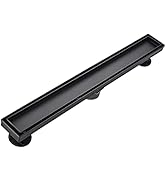 AVSIILE Linear Shower Floor Drain, Black 24 Inch 304 Stainless Steel Bathroom Drains Kit, Rectang...