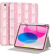 Supveco Case for iPad (A16) 11" & iPad 10th Generation 10.9",Pink Bow | Premium Folio Stand Case,...