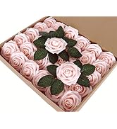 CODE FLORIST Artificial Foam Roses 30pcs with Leaves and Stems for Wedding Bridel Shower Bouquets...
