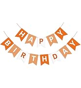 Eaezerav Orange Happy Birthday Banner Bunting Banner Sign, Birthday Garland Tea Party Decorations...