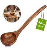 AIUHI 12.6? Larger Wooden Ladle for Cooking, Long Handle Soup Spoon, Durable & Non-stick Teak Woo...
