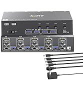 KVM Switch 3 Monitors 4 Computers HDMI + DisplayPort, KCEVE USB 3.0 DP KVM Switcher, 8K@30Hz/4k@1...
