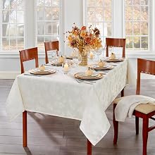 Elrene Home Fashions Elegant Woven Leaves Tablecloth