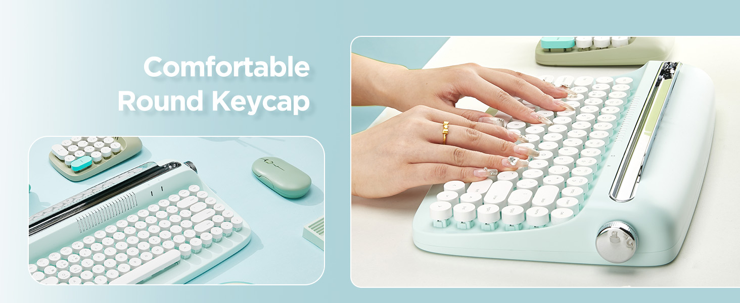 YUNZII ACTTO B303 Wireless Typewriter Keyboard, Retro Bluetooth Aesthetic Keyboard