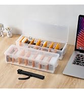 Fzooua 2 Pack Cable Organizer Storage Box with 16 Cable Ties, Clear Phone Charger Organizer Case ...