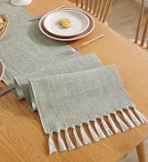 Aofmee Green Table Runner 72 Inches Long, Burlap Linen Style Rustic Farmhouse Table Runner for Ev...